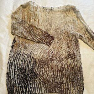 Nic+Zoe Sweater with Zebra-like pattern detail (L)